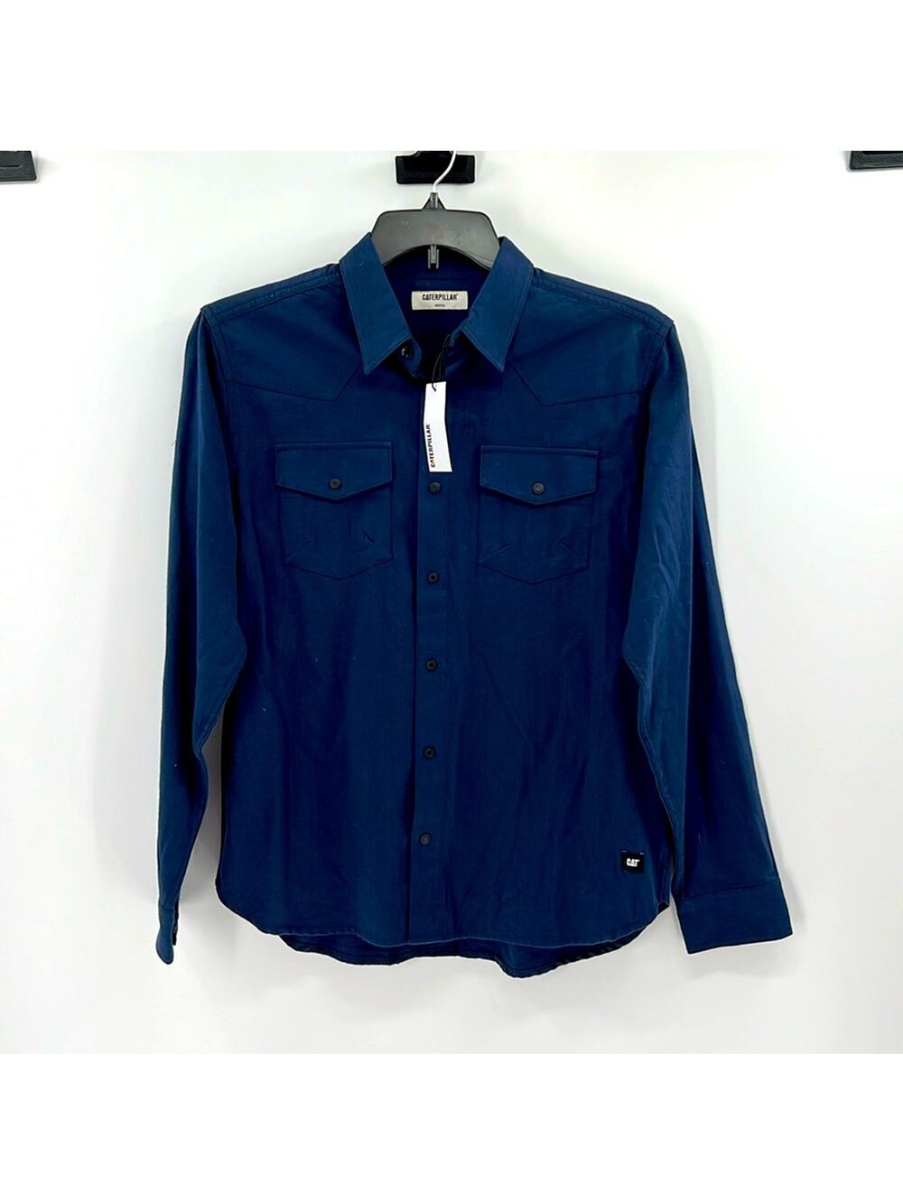 Caterpillar Men's Long Sleeve Snap Front Shirt - Detroit Blue - Medium - NWT